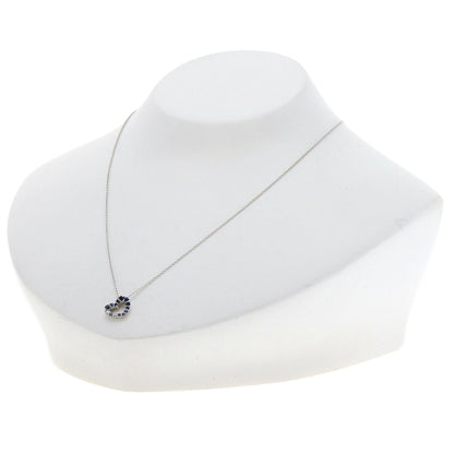Ponte Vecchio Heart Sapphire Diamond Necklace K18 White Gold Ladies [Used]