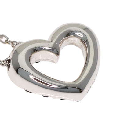Ponte Vecchio Heart Sapphire Diamond Necklace K18 White Gold Ladies [Used]