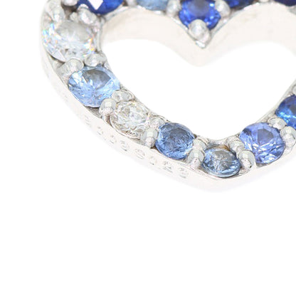 Ponte Vecchio Heart Sapphire Diamond Necklace K18 White Gold Ladies [Used]