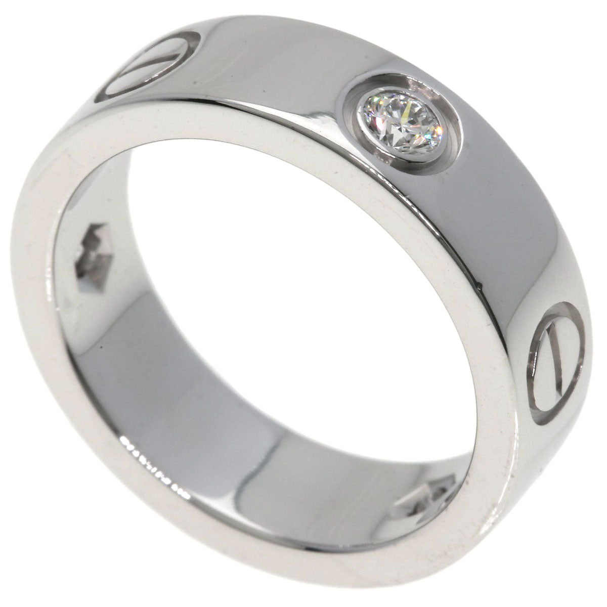 CARTIER love ring half diamond # 50 Ring K18 White Gold Ladies [Used]