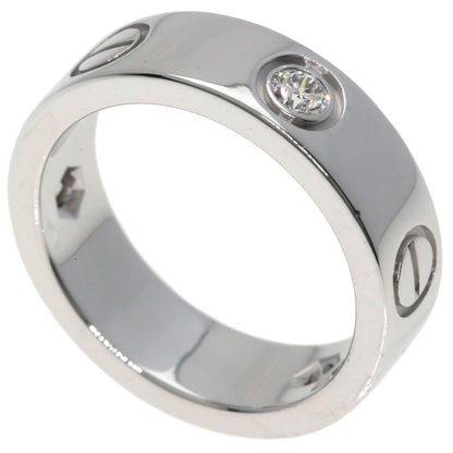 CARTIER love ring half diamond # 50 Ring K18 White Gold Ladies [Used]