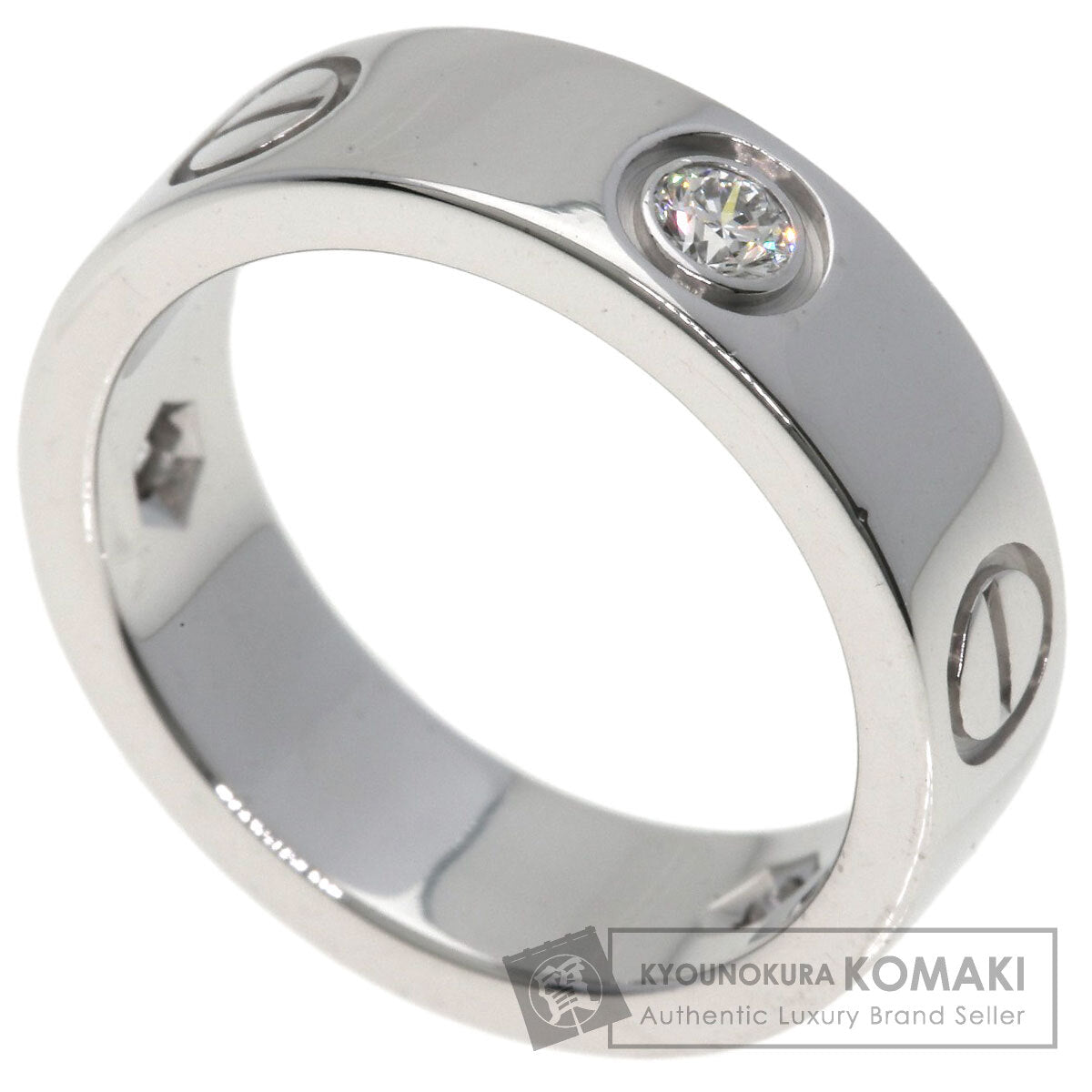 CARTIER love ring half diamond # 50 Ring K18 White Gold Ladies [Used]