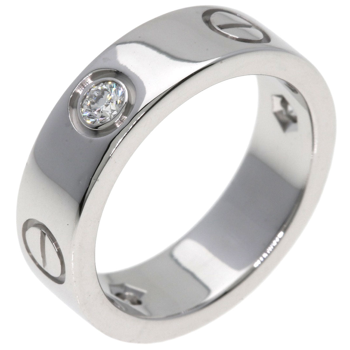 CARTIER love ring half diamond # 50 Ring K18 White Gold Ladies [Used]