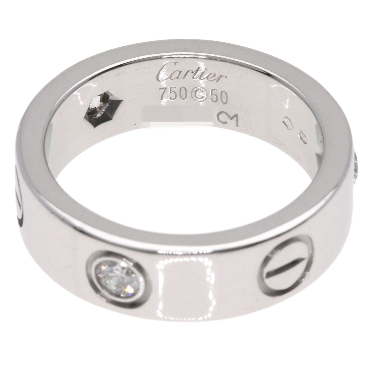 CARTIER love ring half diamond # 50 Ring K18 White Gold Ladies [Used]