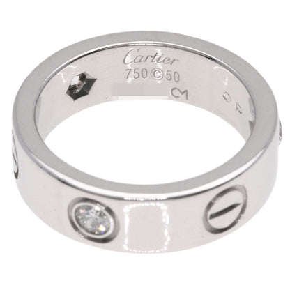 CARTIER love ring half diamond # 50 Ring K18 White Gold Ladies [Used]