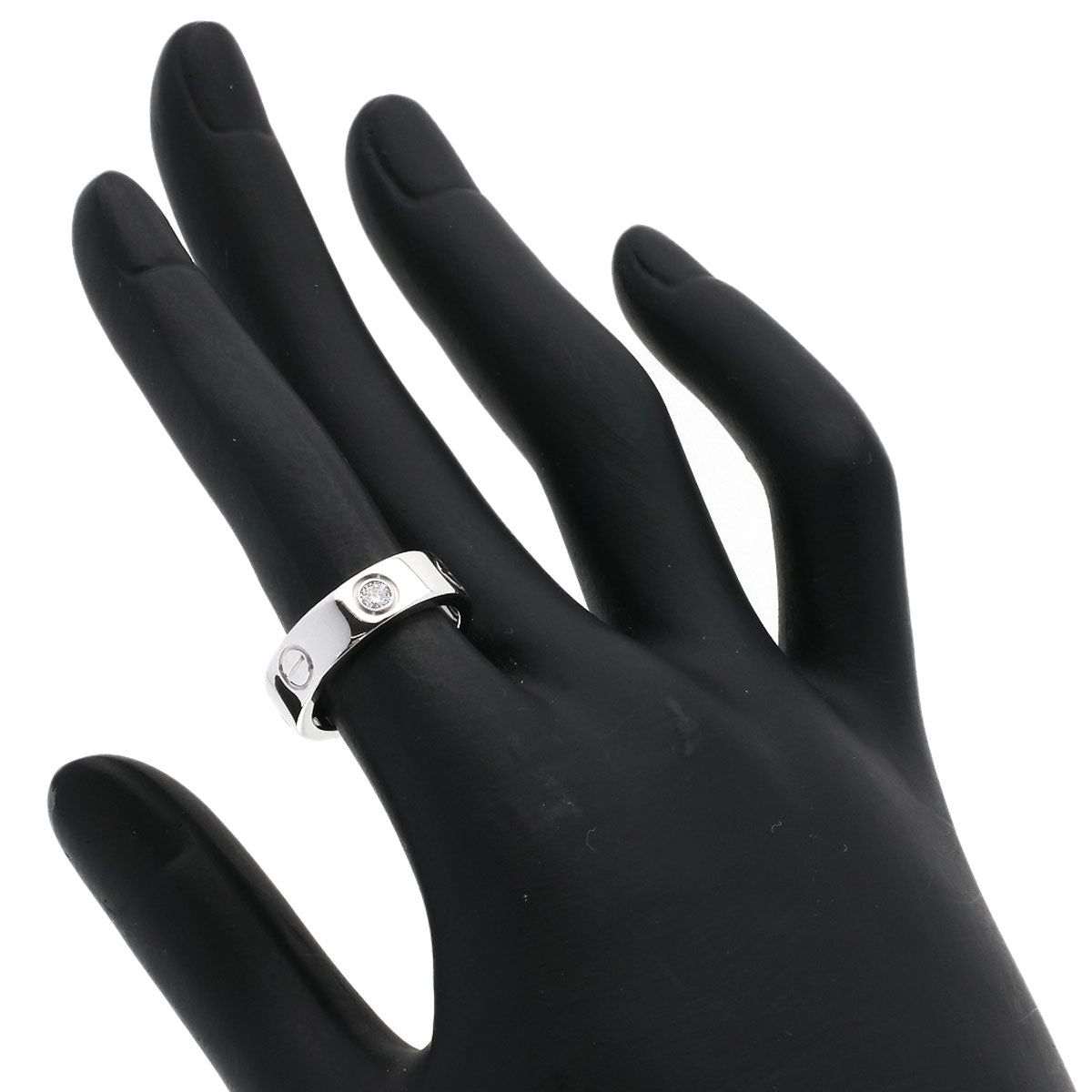 CARTIER love ring half diamond # 50 Ring K18 White Gold Ladies [Used]