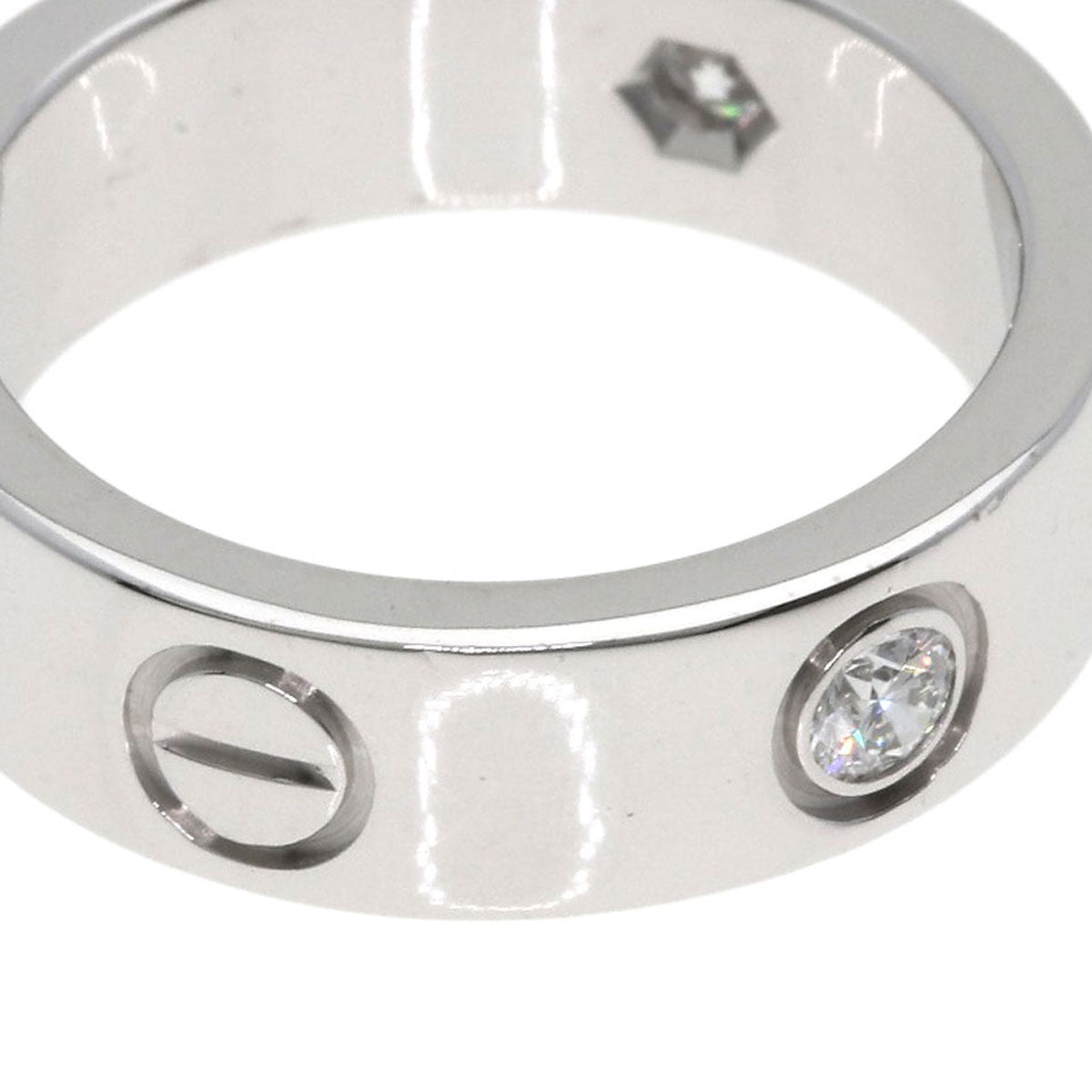 CARTIER love ring half diamond # 50 Ring K18 White Gold Ladies [Used]