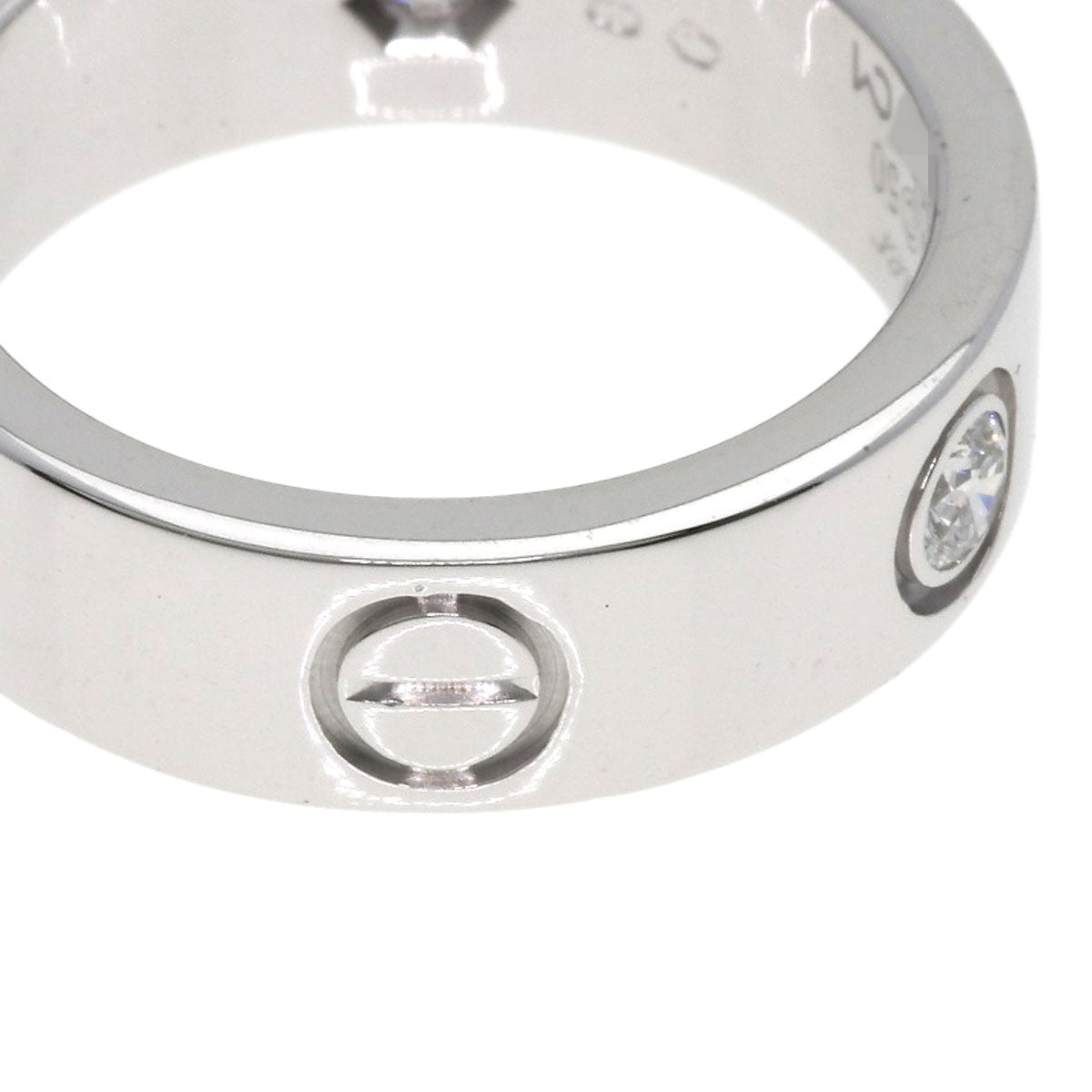 CARTIER love ring half diamond # 50 Ring K18 White Gold Ladies [Used]