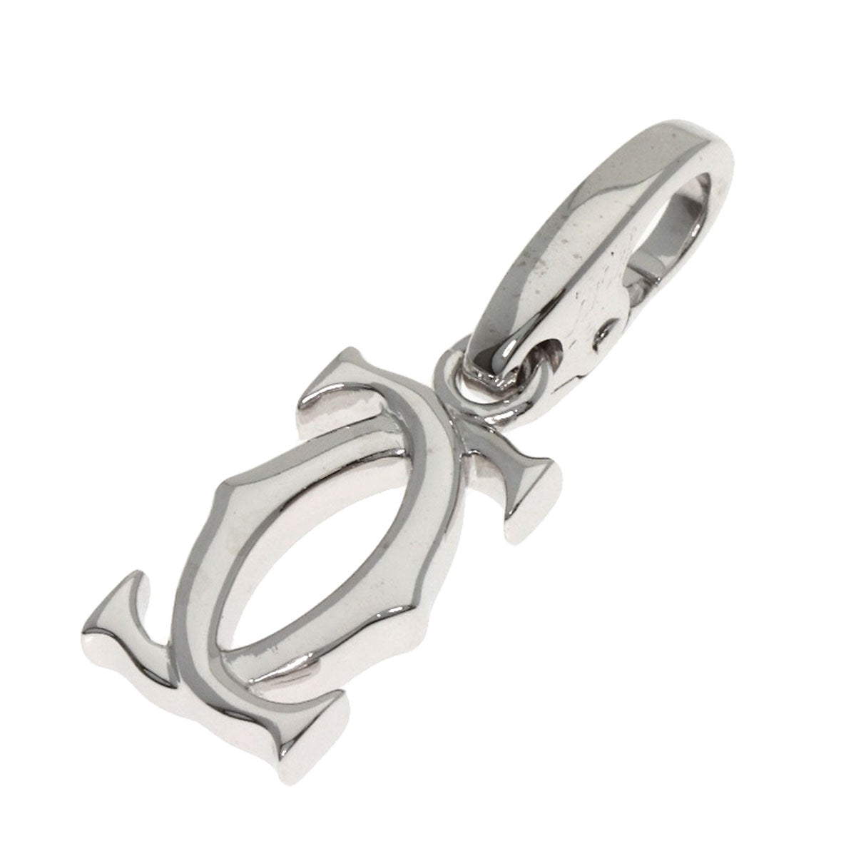 CARTIER 2C charm Pendant top K18 White Gold Ladies [Used]