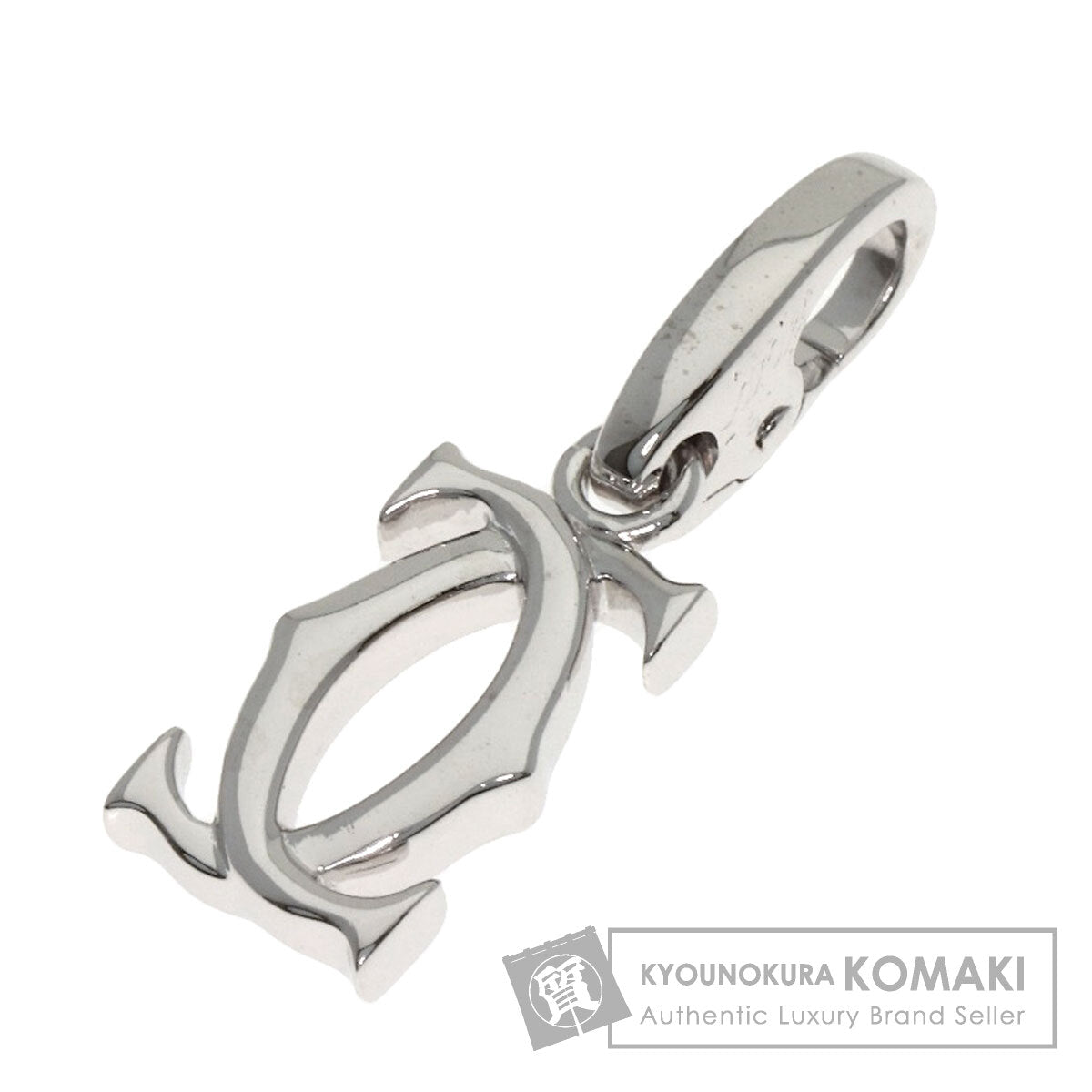 CARTIER 2C charm Pendant top K18 White Gold Ladies [Used]