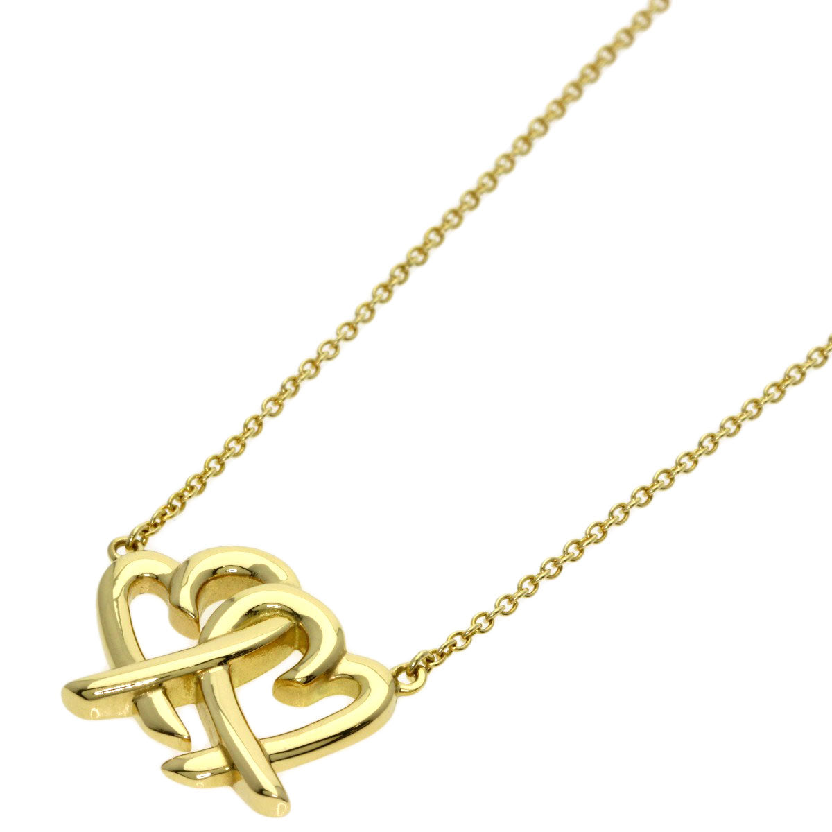TIFFANY&Co. Double rubbing heart Necklace K18 Yellow Gold Ladies [Used]