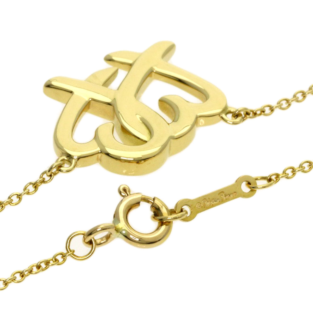 TIFFANY&Co. Double rubbing heart Necklace K18 Yellow Gold Ladies [Used]