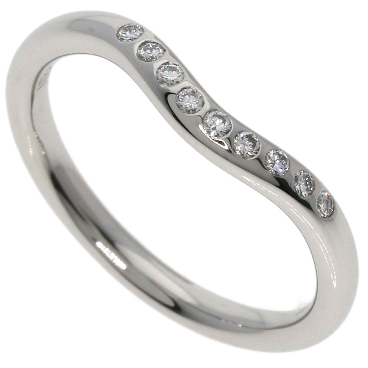 TIFFANY&Co. Curved band Diamond Ring Platinum PT950 Ladies [Used]