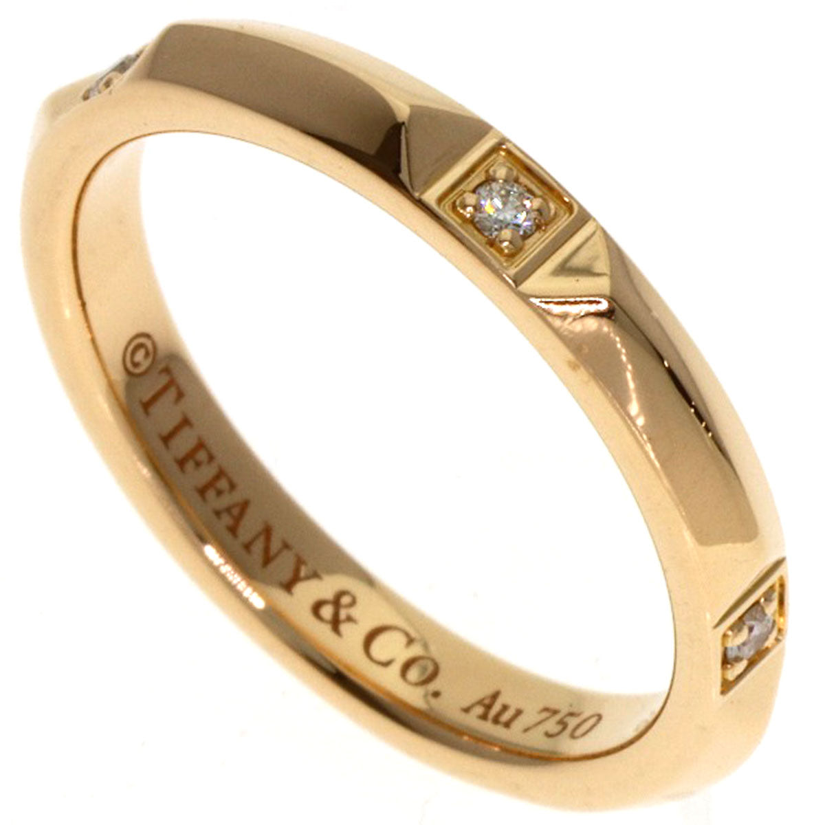 TIFFANY&Co. True Band Ring Diamond Ring K18 Pink Gold Ladies [Used]