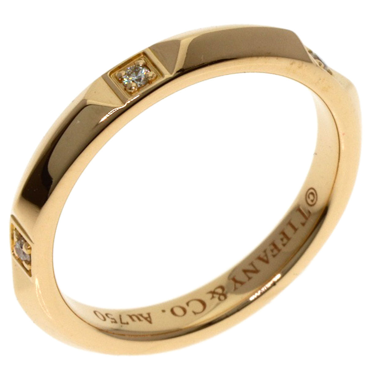 TIFFANY&Co. True Band Ring Diamond Ring K18 Pink Gold Ladies [Used]