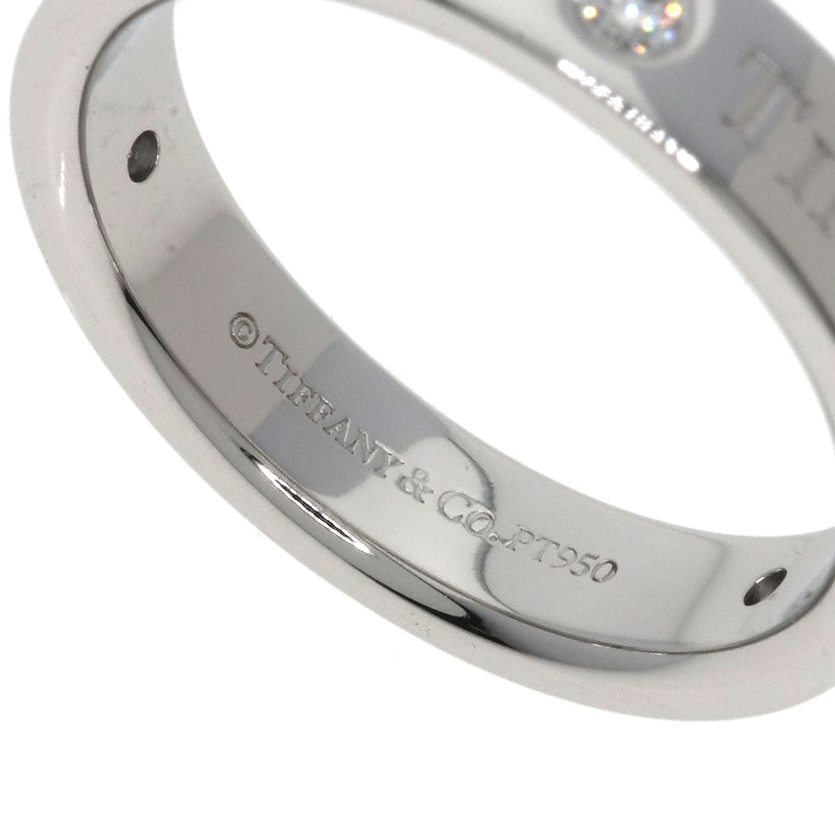 TIFFANY&Co. Flat band 3P Diamond Ring Platinum PT950 Ladies [Used]