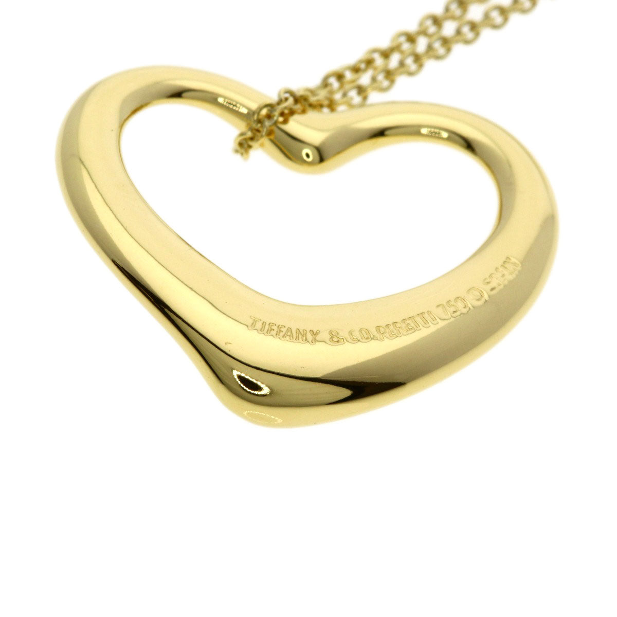 TIFFANY&Co. Open Heart 5P Diamond Necklace K18 Yellow Gold Ladies [Used]