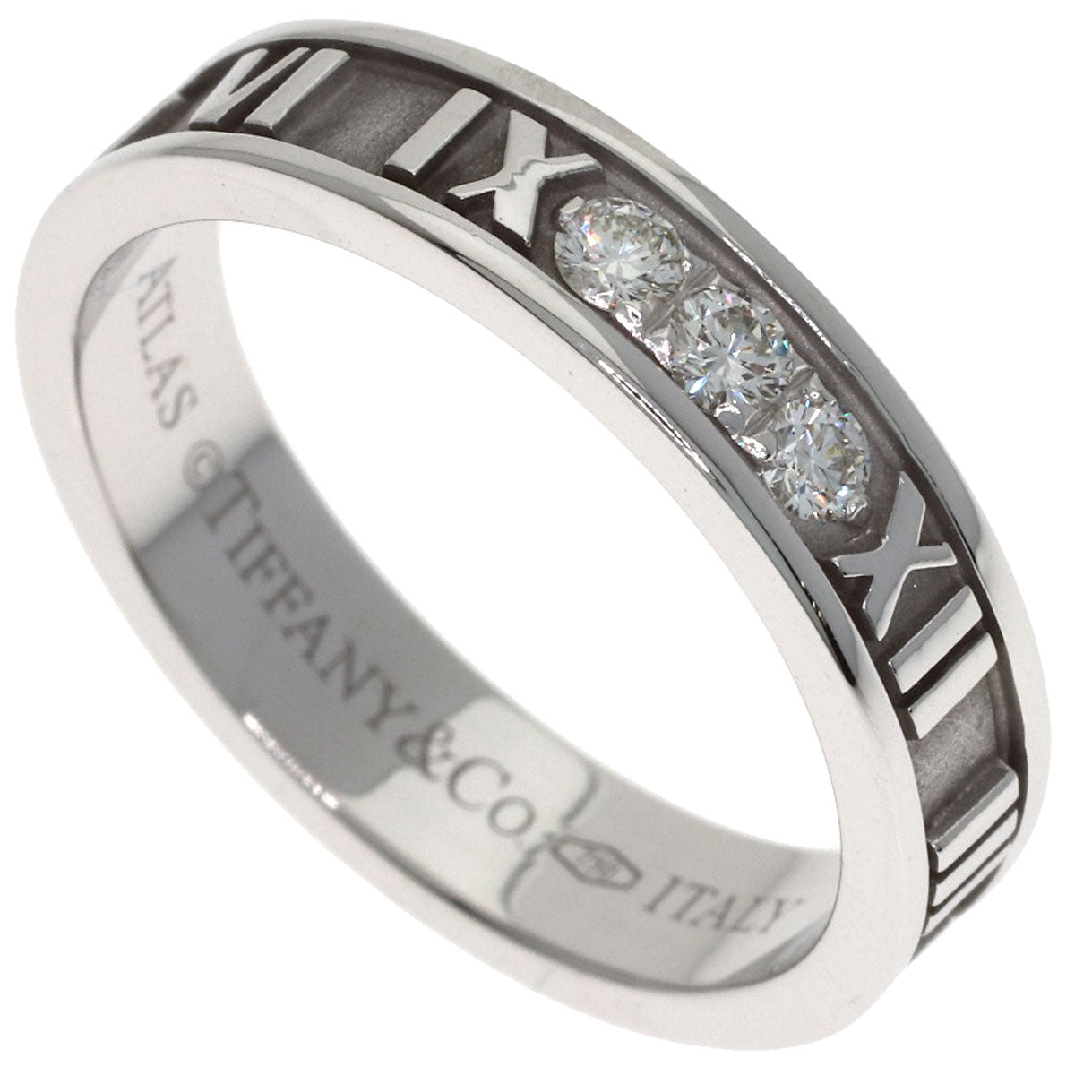 TIFFANY&Co. Atlas Narrow Diamond Ring K18 White Gold Ladies [Used]