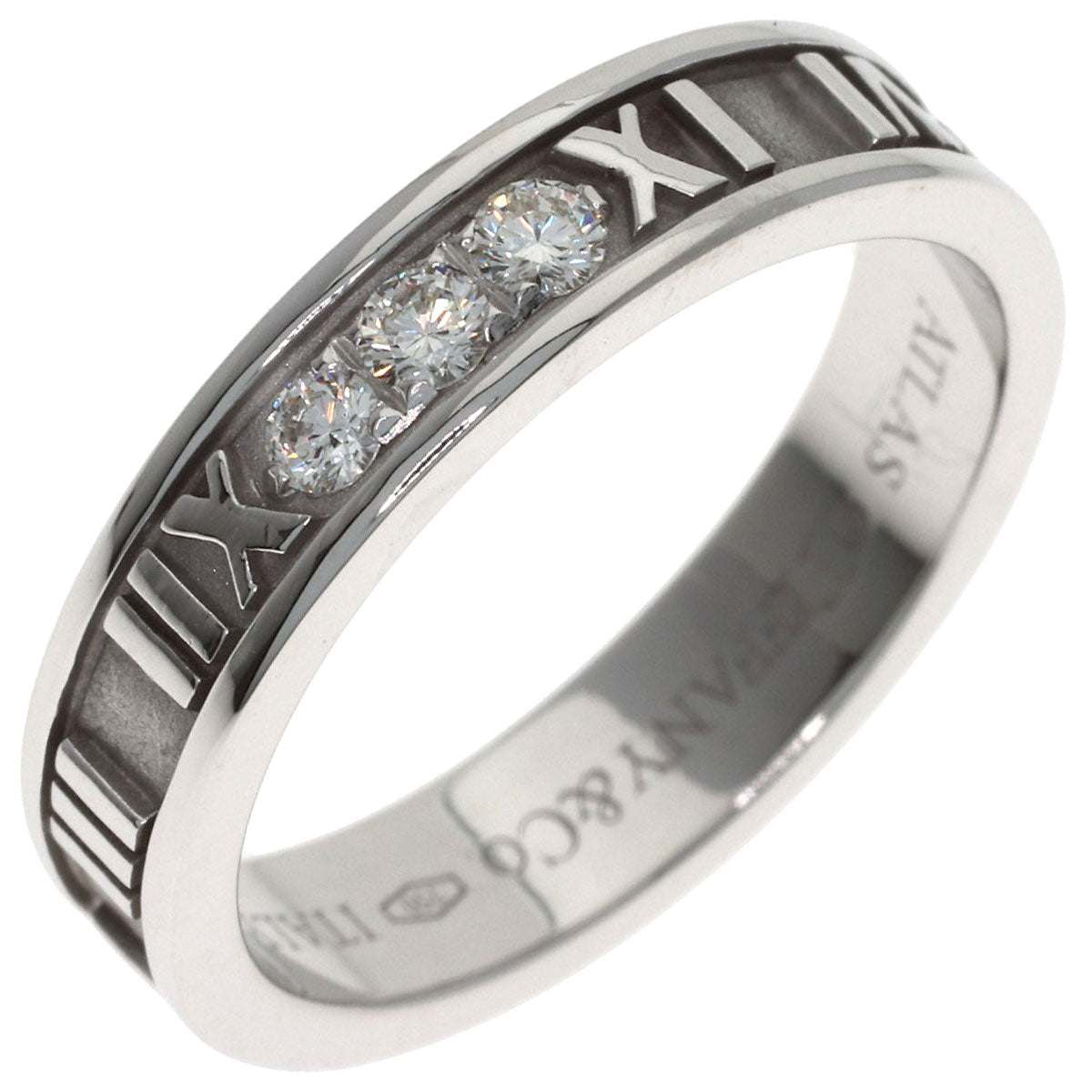 TIFFANY&Co. Atlas Narrow Diamond Ring K18 White Gold Ladies [Used]