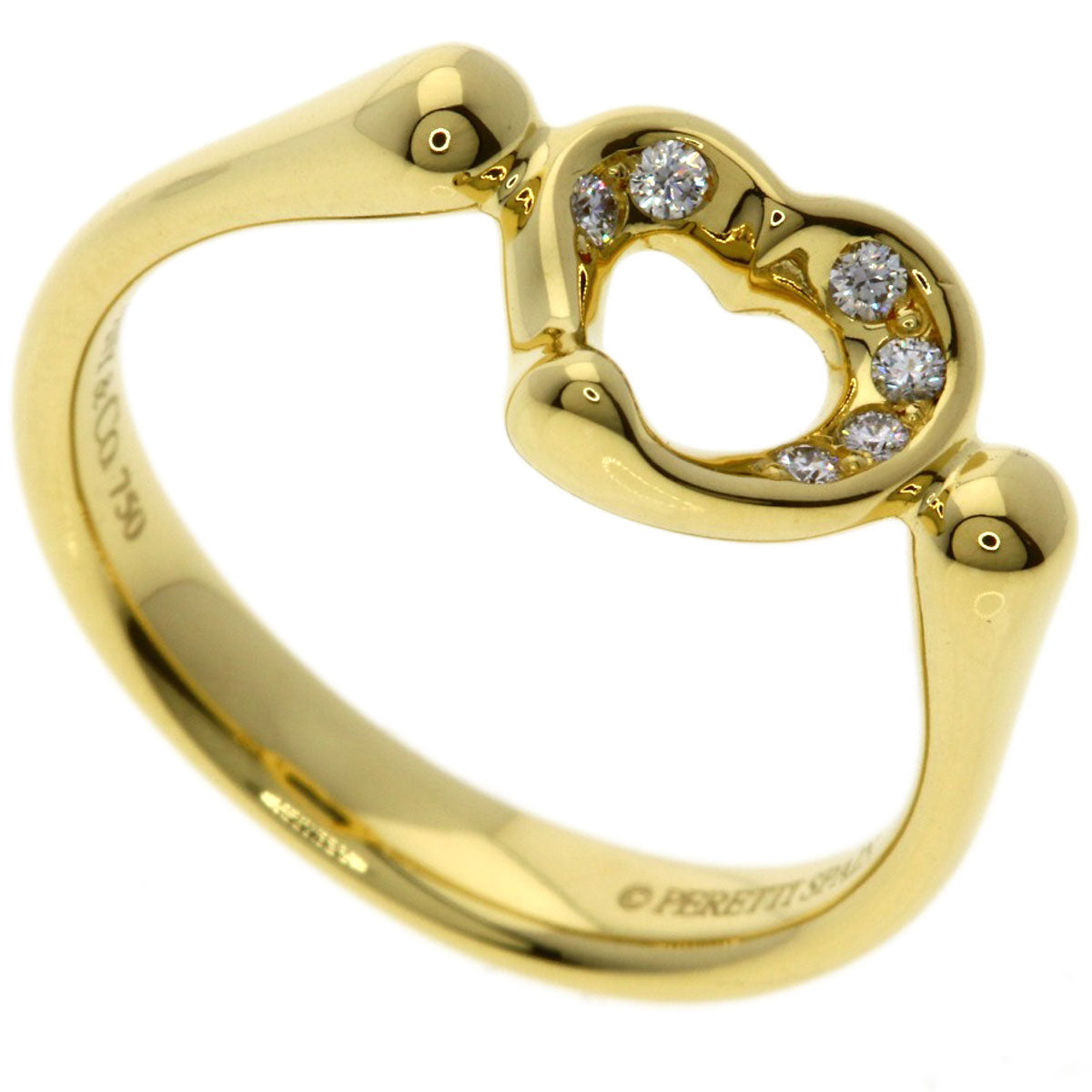 TIFFANY&Co. Open Heart Diamond Ring K18 Yellow Gold Ladies [Used]
