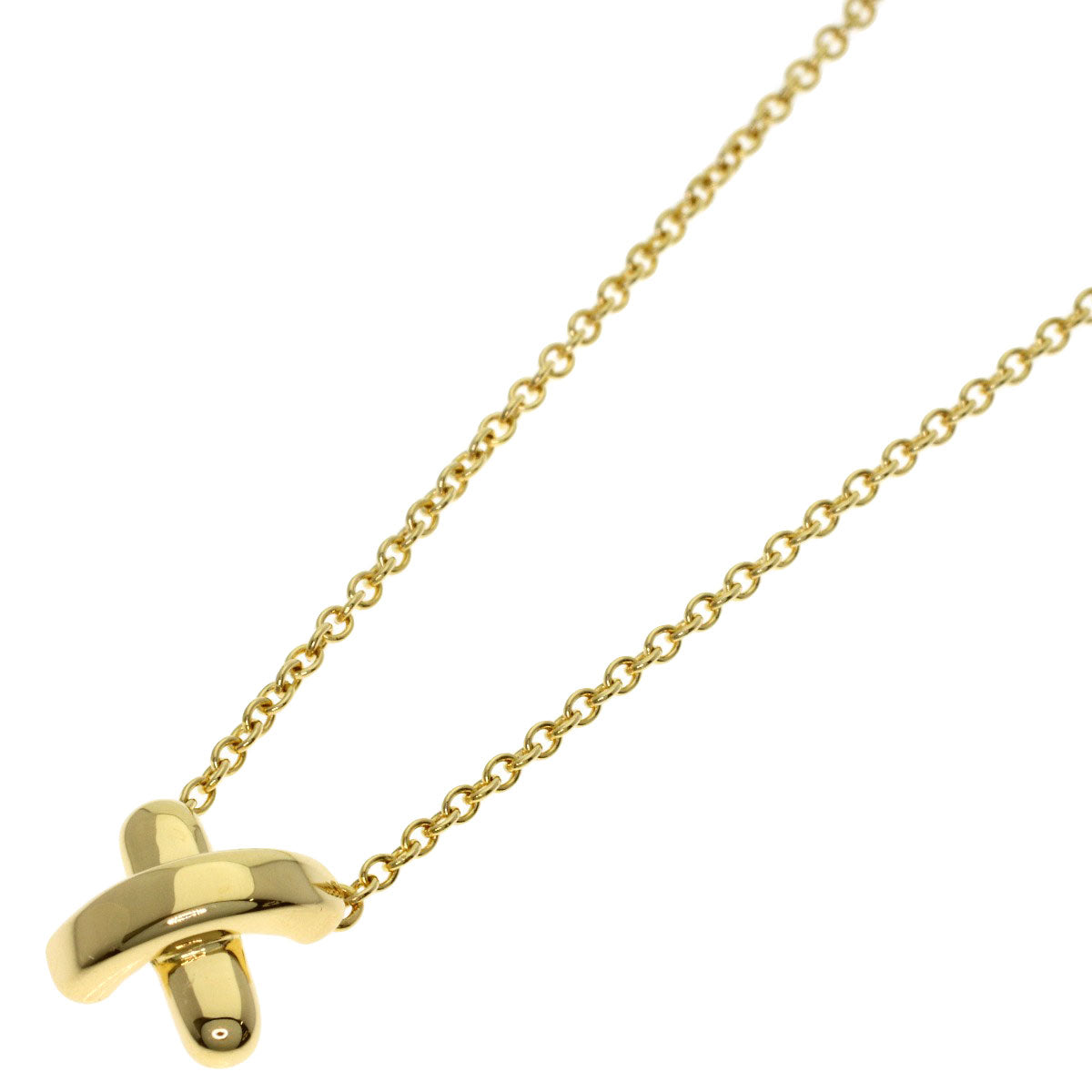 TIFFANY&Co. Cross-stitch Necklace K18 Yellow Gold Ladies [Used]