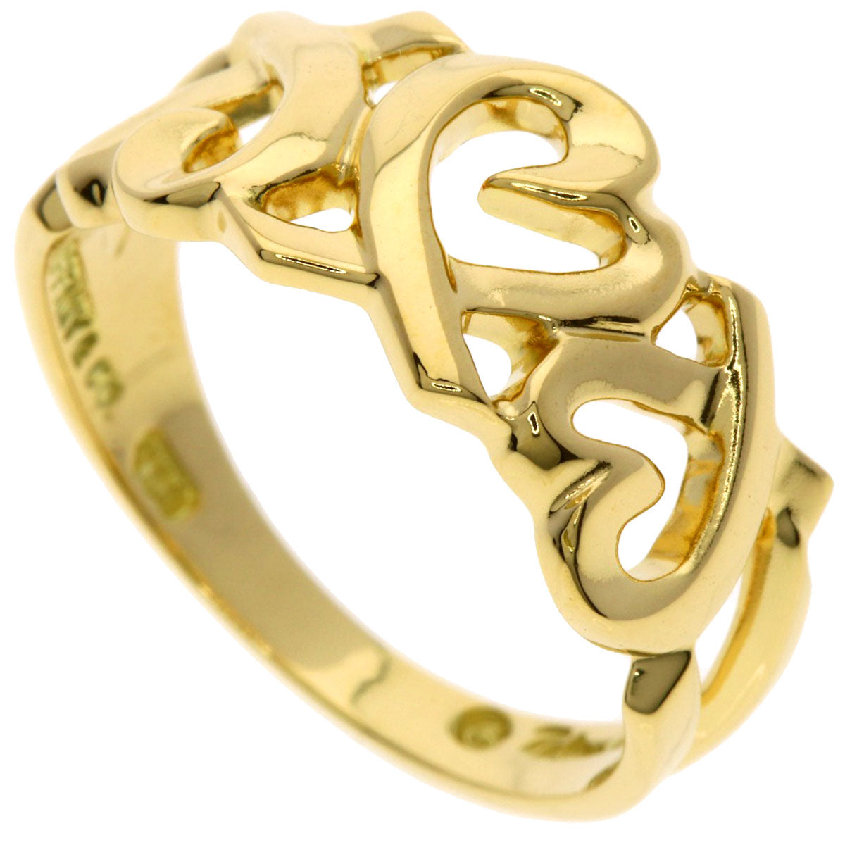 TIFFANY&Co. Triple rubbing heart Ring K18 Yellow Gold Ladies [Used]