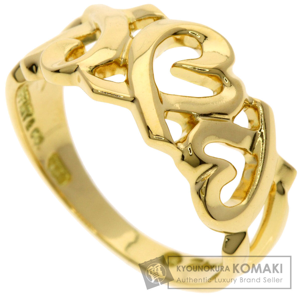 TIFFANY&Co. Triple rubbing heart Ring K18 Yellow Gold Ladies [Used]