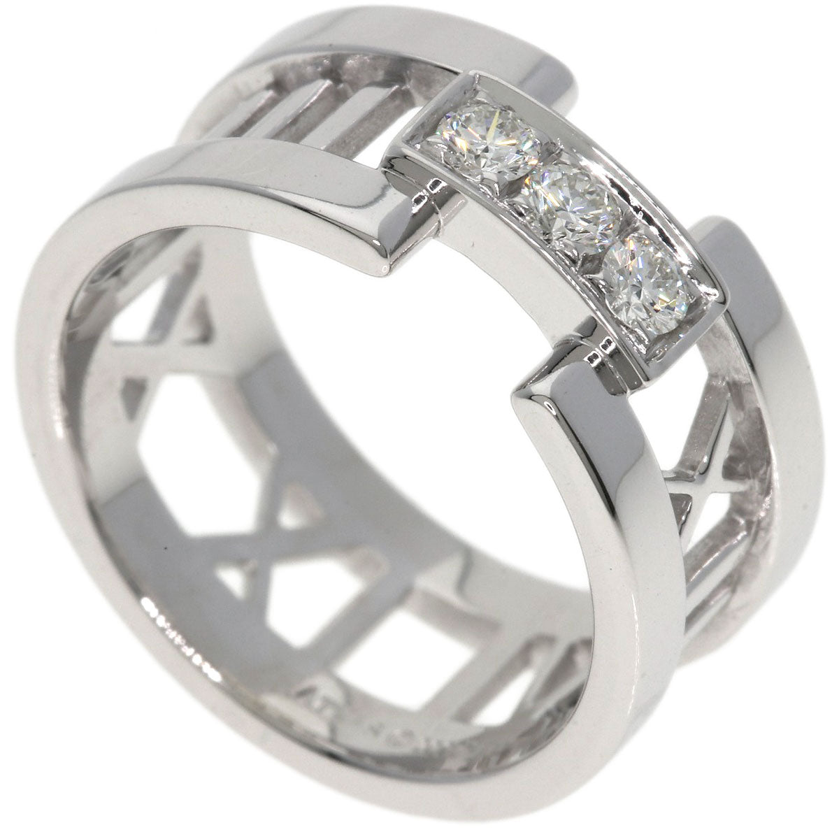 TIFFANY&Co. Atlas 3P Diamond Ring K18 White Gold Ladies [Used]