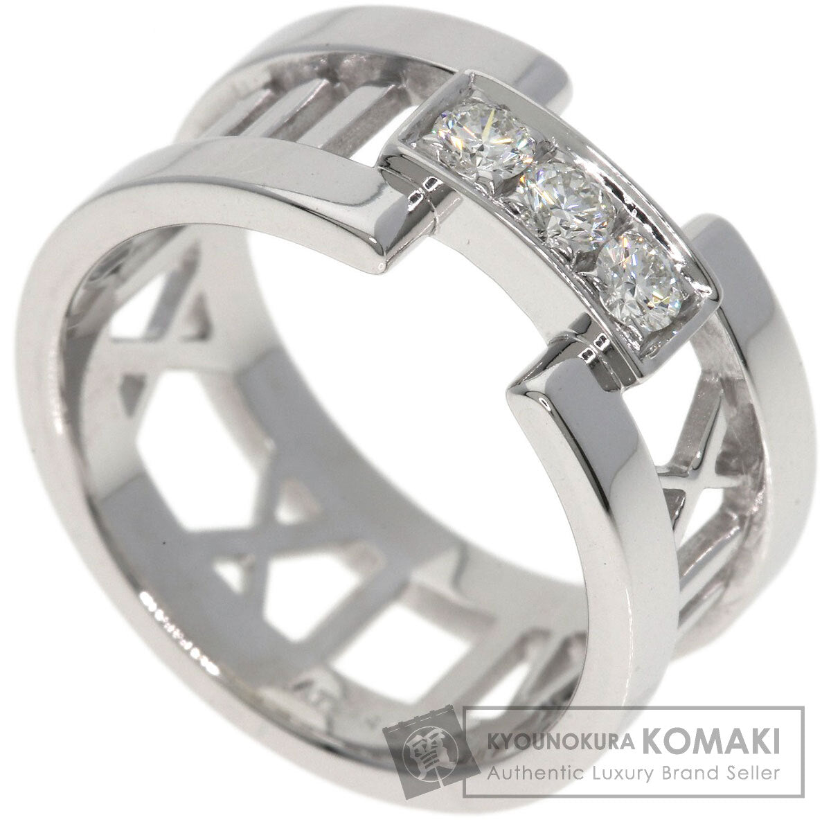 TIFFANY&Co. Atlas 3P Diamond Ring K18 White Gold Ladies [Used]