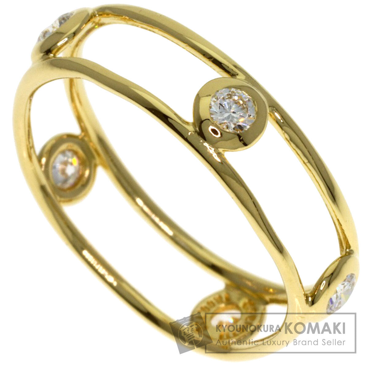 TIFFANY&Co. Double Wire 5P Diamond Ring K18 Yellow Gold Ladies [Used]