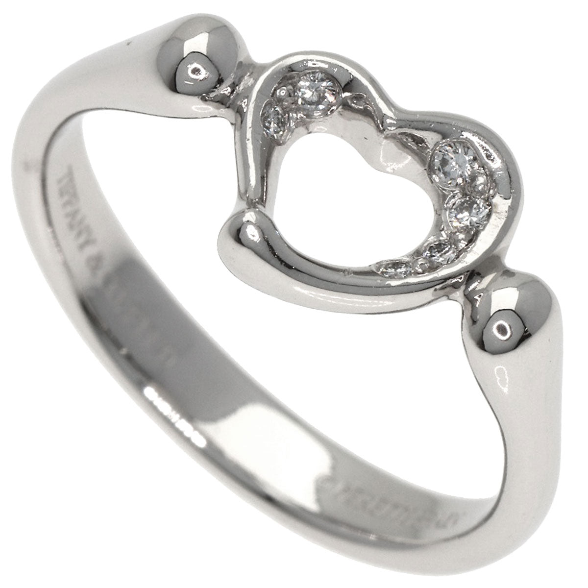TIFFANY&Co. Open Heart Diamond Ring Platinum PT950 Ladies [Used]