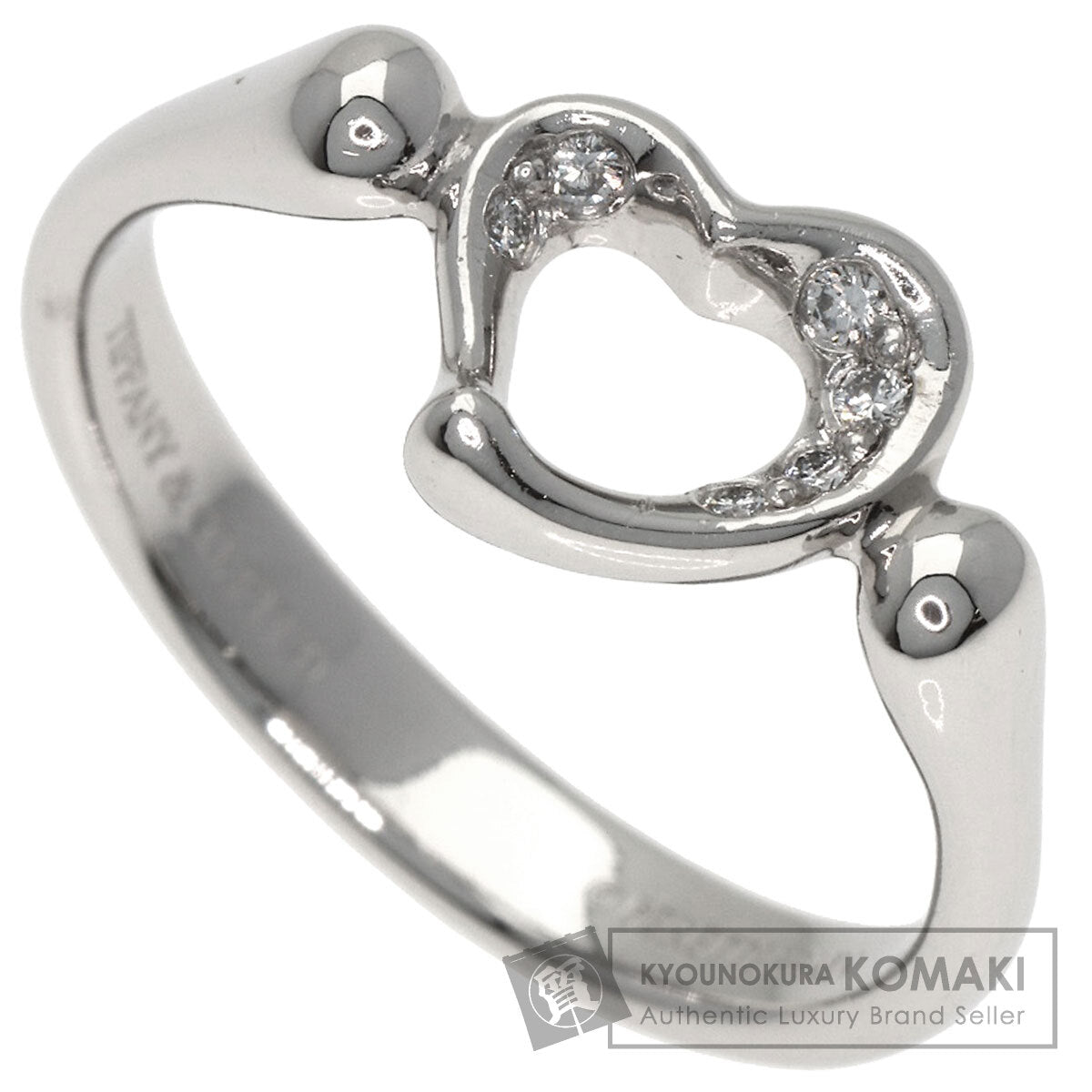 TIFFANY&Co. Open Heart Diamond Ring Platinum PT950 Ladies [Used]