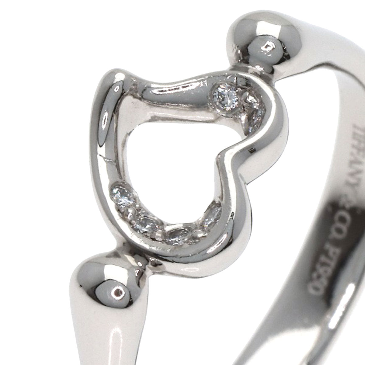 TIFFANY&Co. Open Heart Diamond Ring Platinum PT950 Ladies [Used]