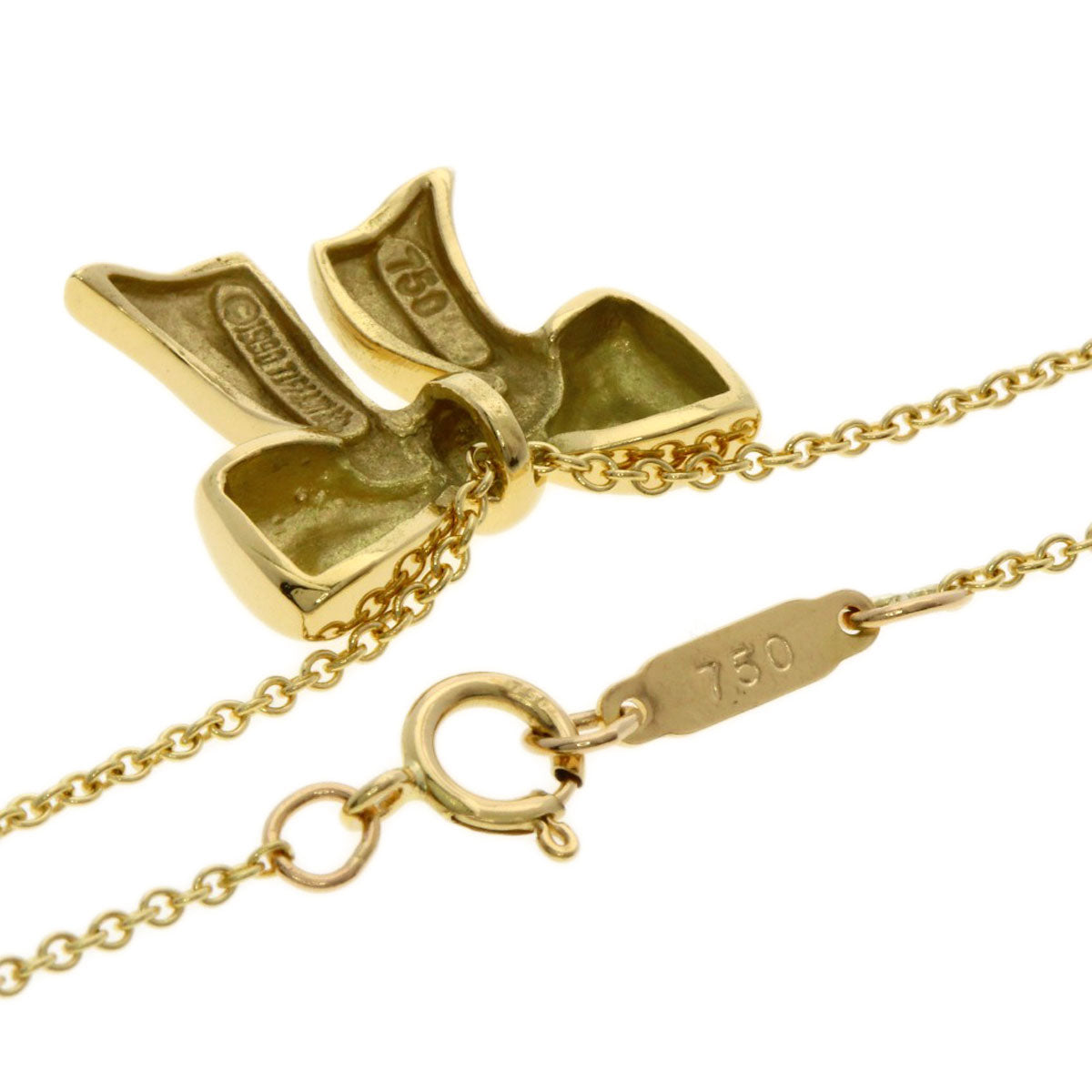TIFFANY&Co. ribbon Necklace K18 Yellow Gold Ladies [Used]