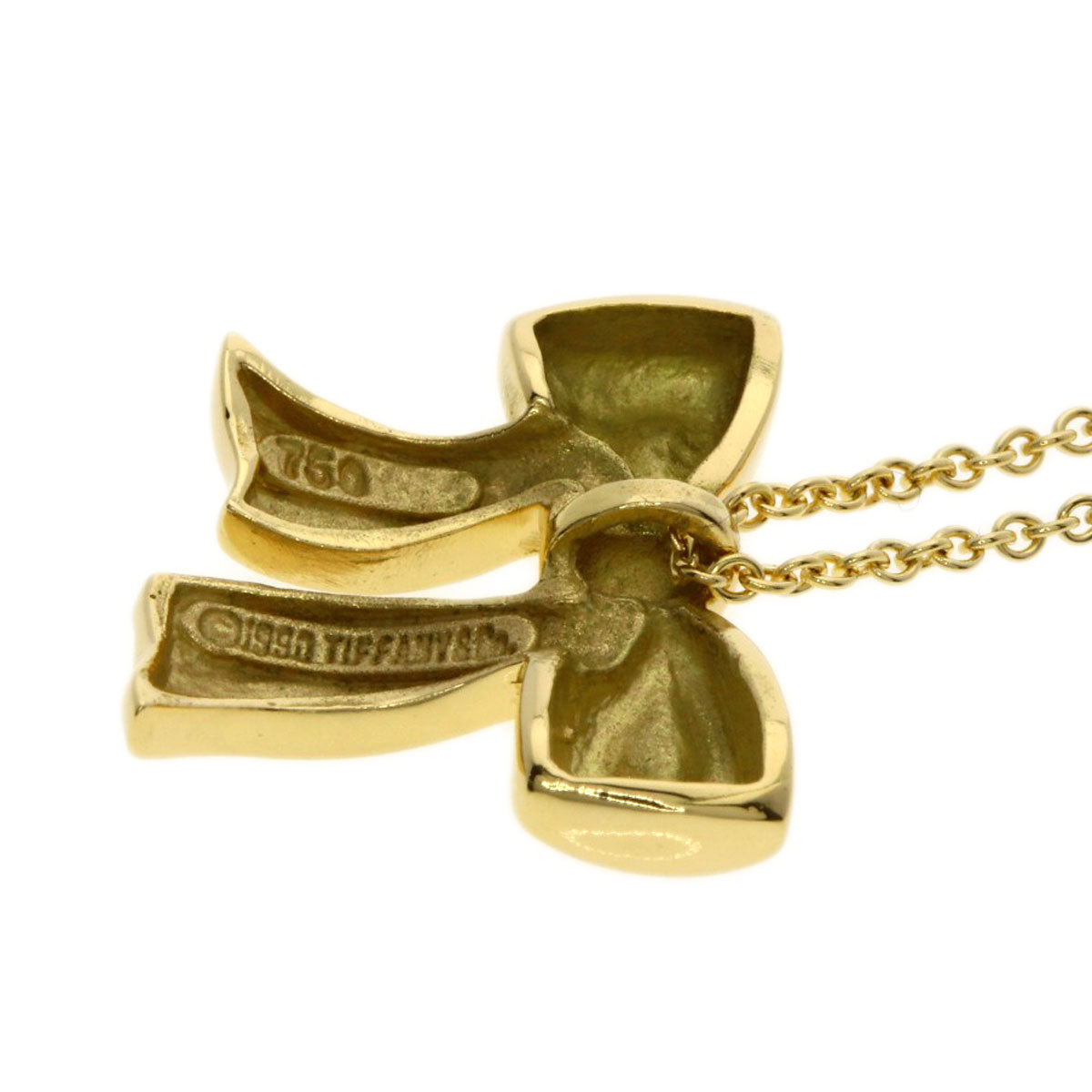 TIFFANY&Co. ribbon Necklace K18 Yellow Gold Ladies [Used]