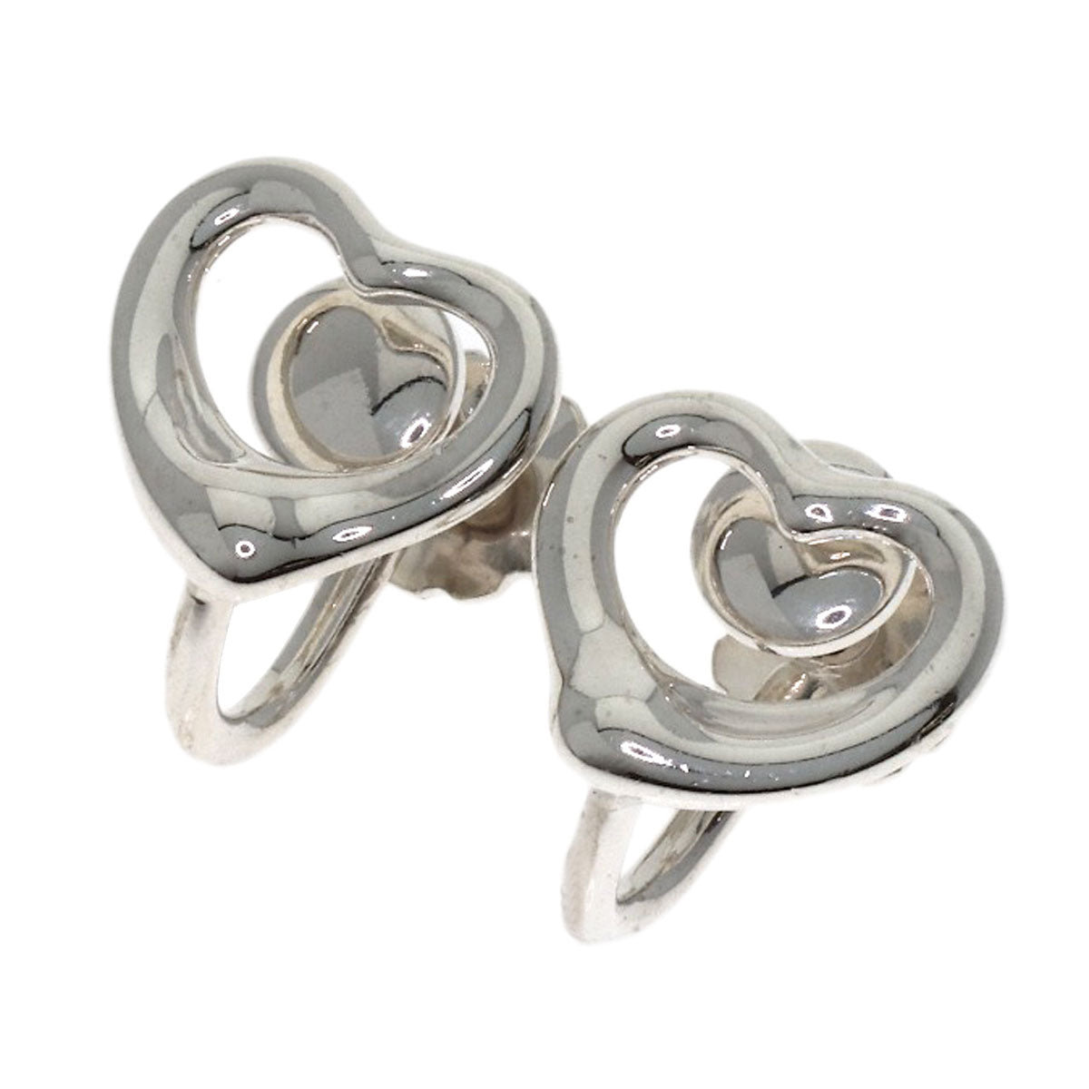TIFFANY&Co. Open heart Earring Silver Ladies [Used]