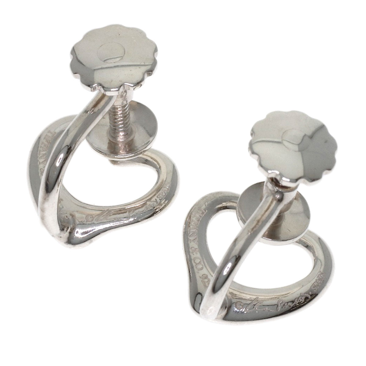 TIFFANY&Co. Open heart Earring Silver Ladies [Used]