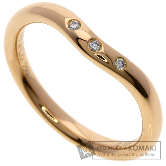TIFFANY&Co. Curved band 3P Diamond Ring K18 Pink Gold Ladies [Used]