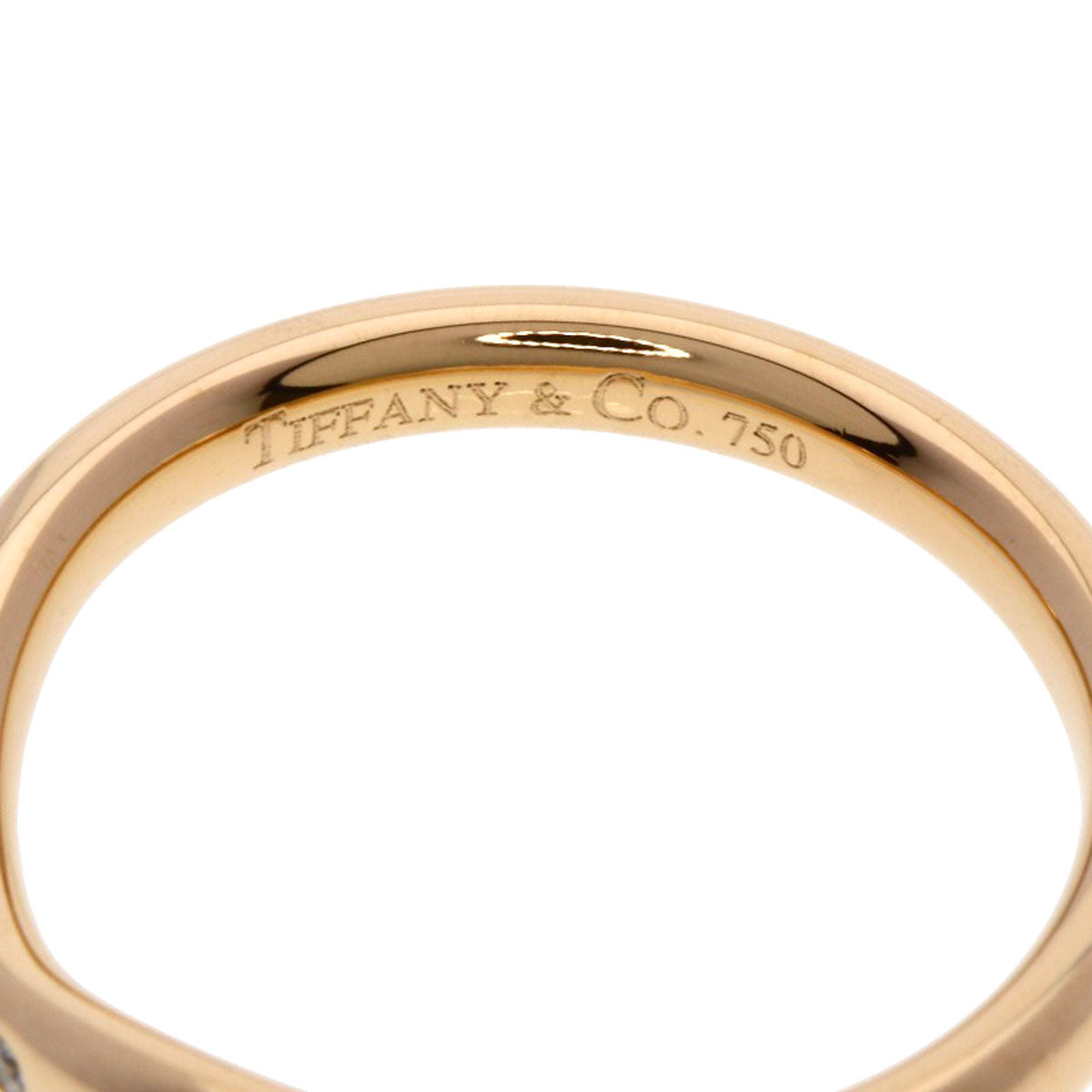 TIFFANY&Co. Curved band 3P Diamond Ring K18 Pink Gold Ladies [Used]