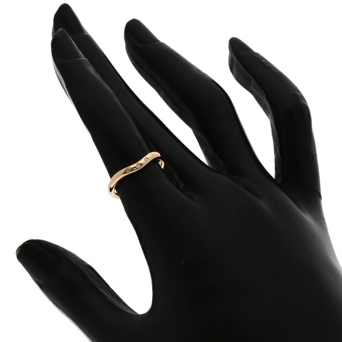 TIFFANY&Co. Curved band 3P Diamond Ring K18 Pink Gold Ladies [Used]