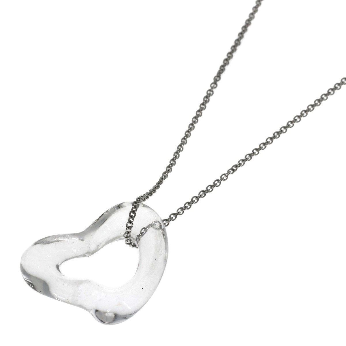 TIFFANY&Co. Open Heart Crystal Necklace Platinum PT950 Ladies [Used]