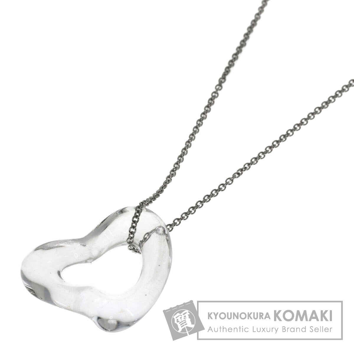 TIFFANY&Co. Open Heart Crystal Necklace Platinum PT950 Ladies [Used]