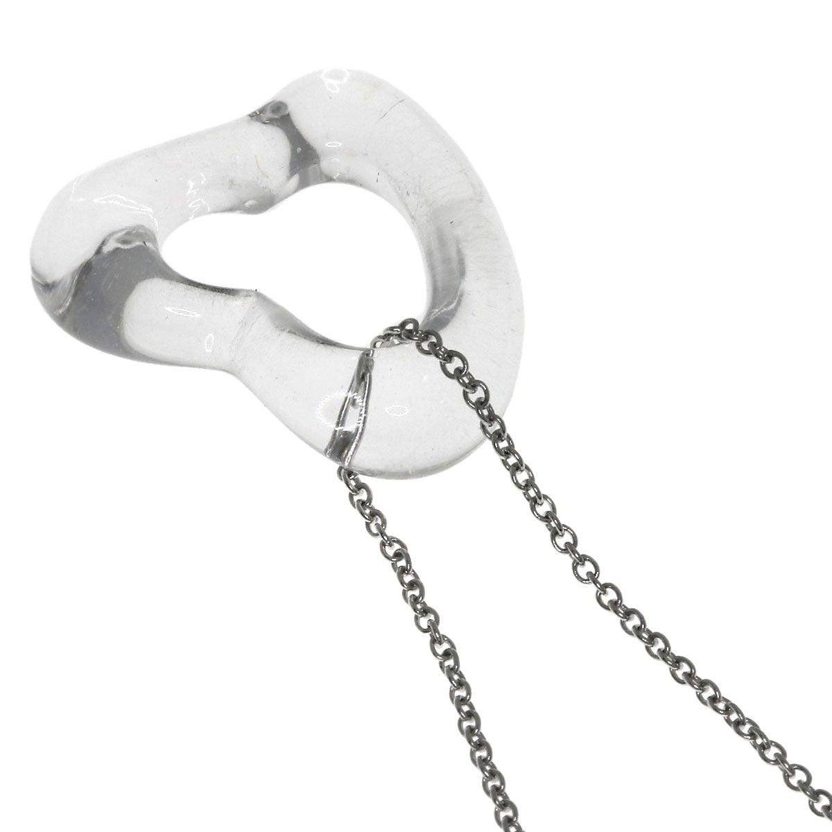 TIFFANY&Co. Open Heart Crystal Necklace Platinum PT950 Ladies [Used]