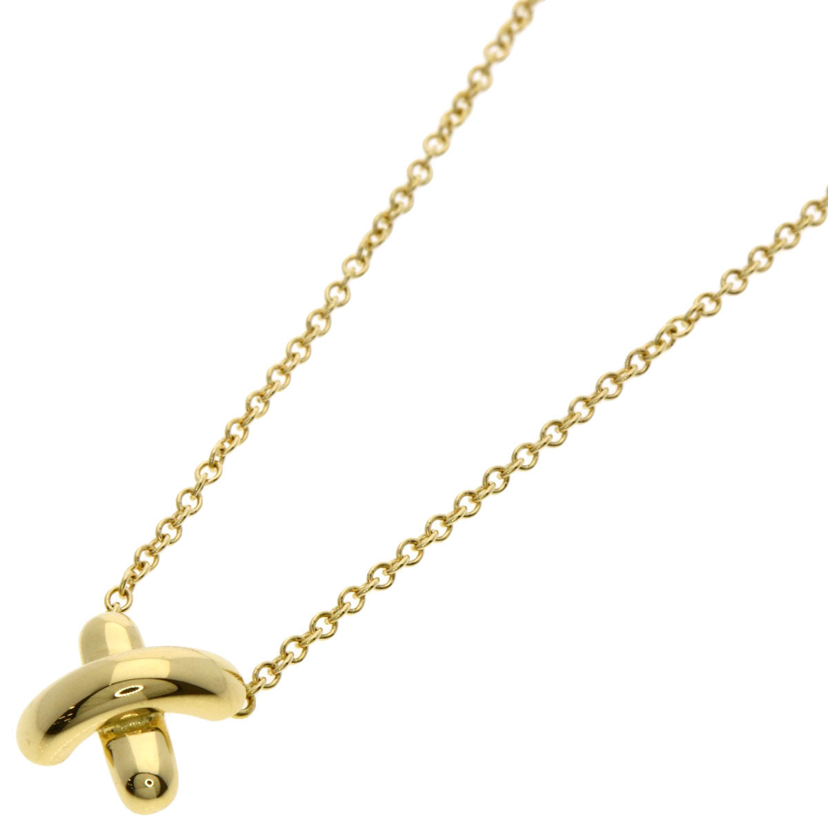 TIFFANY&Co. Cross-stitch Necklace K18 Yellow Gold Ladies [Used]