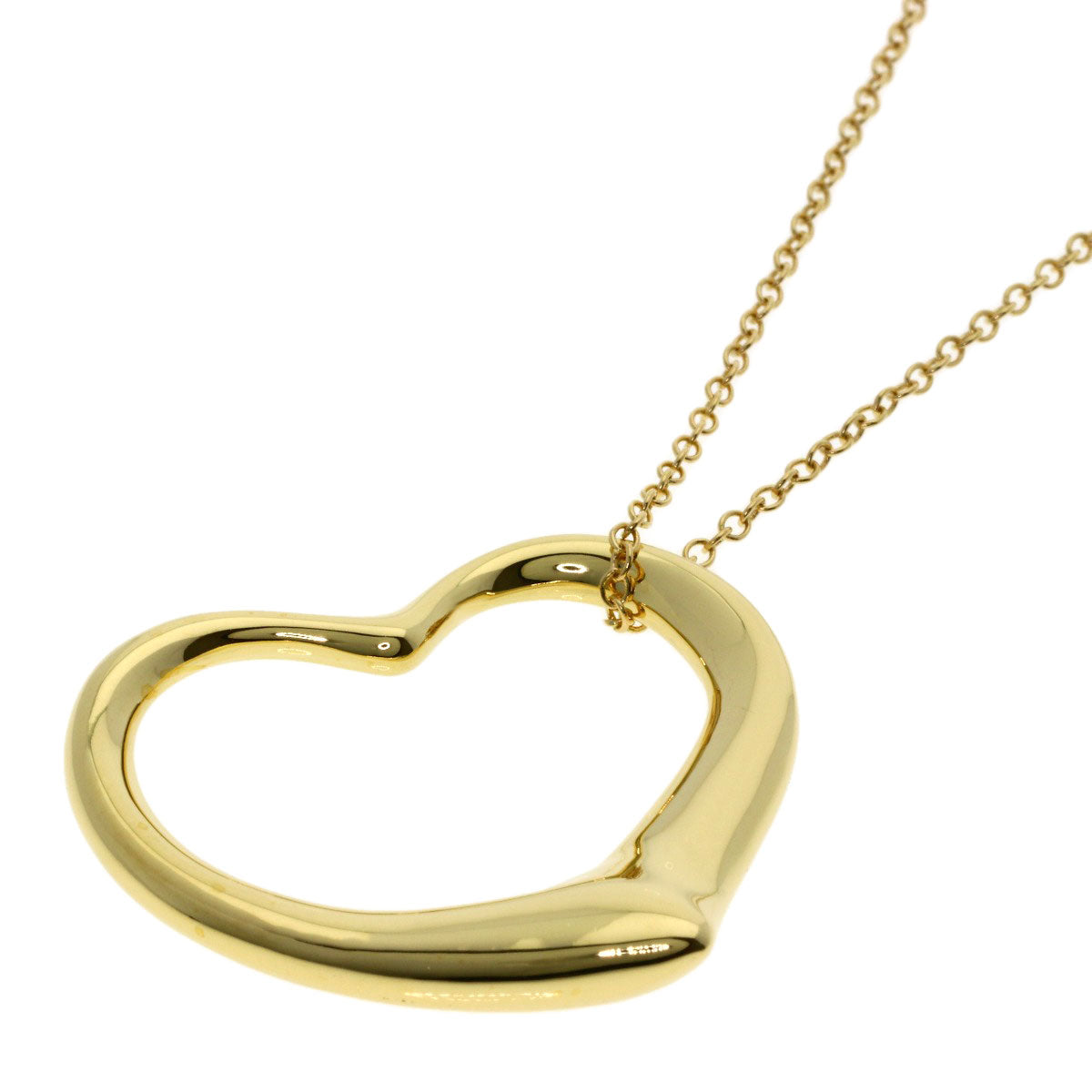 TIFFANY&Co. Open Heart Medium Long Necklace K18 Yellow Gold Ladies [Used]