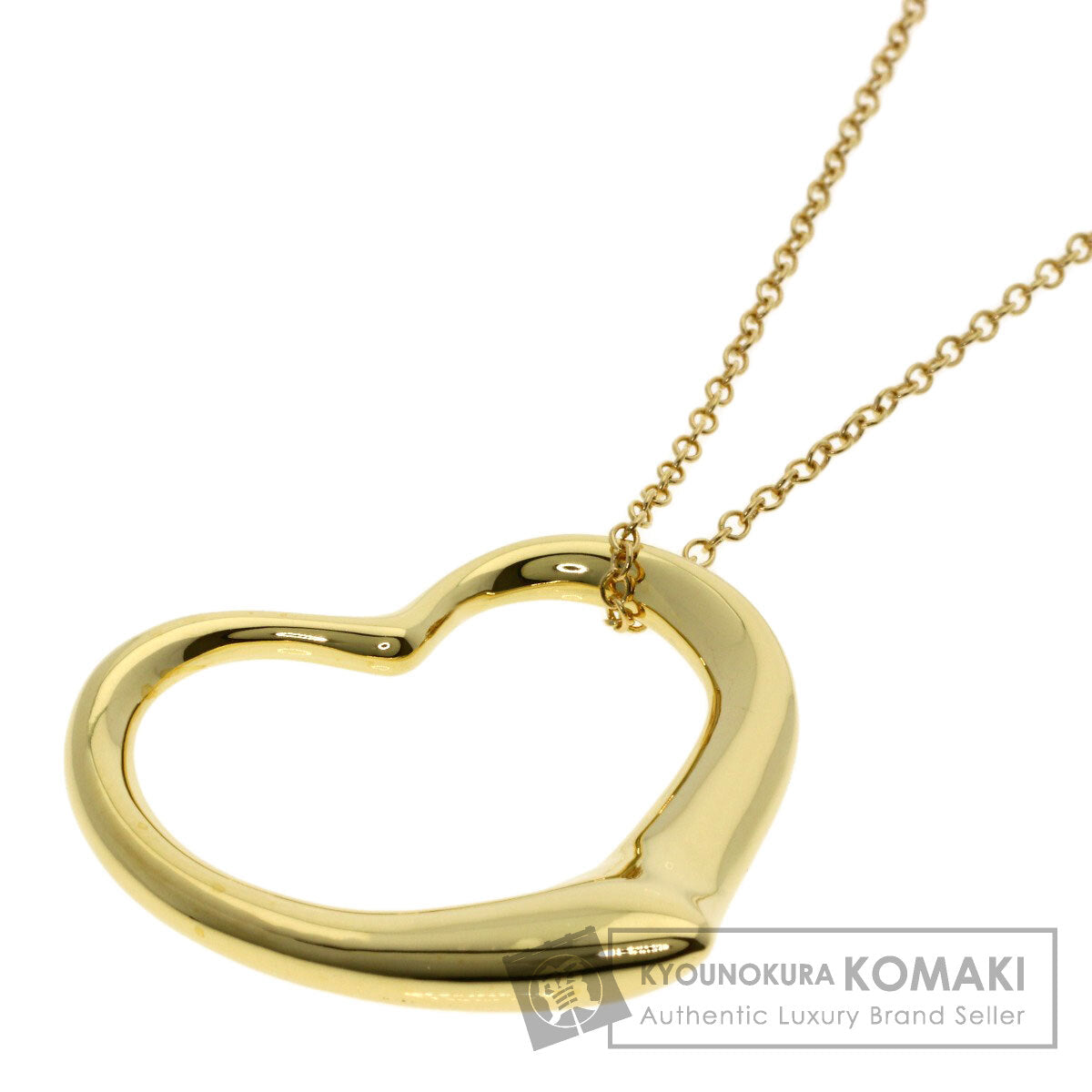 TIFFANY&Co. Open Heart Medium Long Necklace K18 Yellow Gold Ladies [Used]