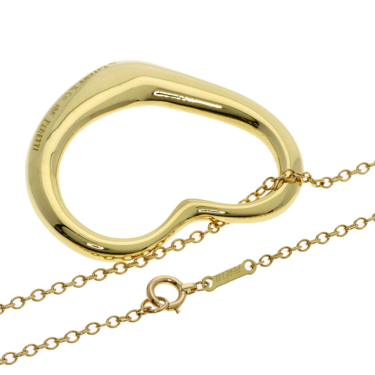 TIFFANY&Co. Open Heart Medium Long Necklace K18 Yellow Gold Ladies [Used]