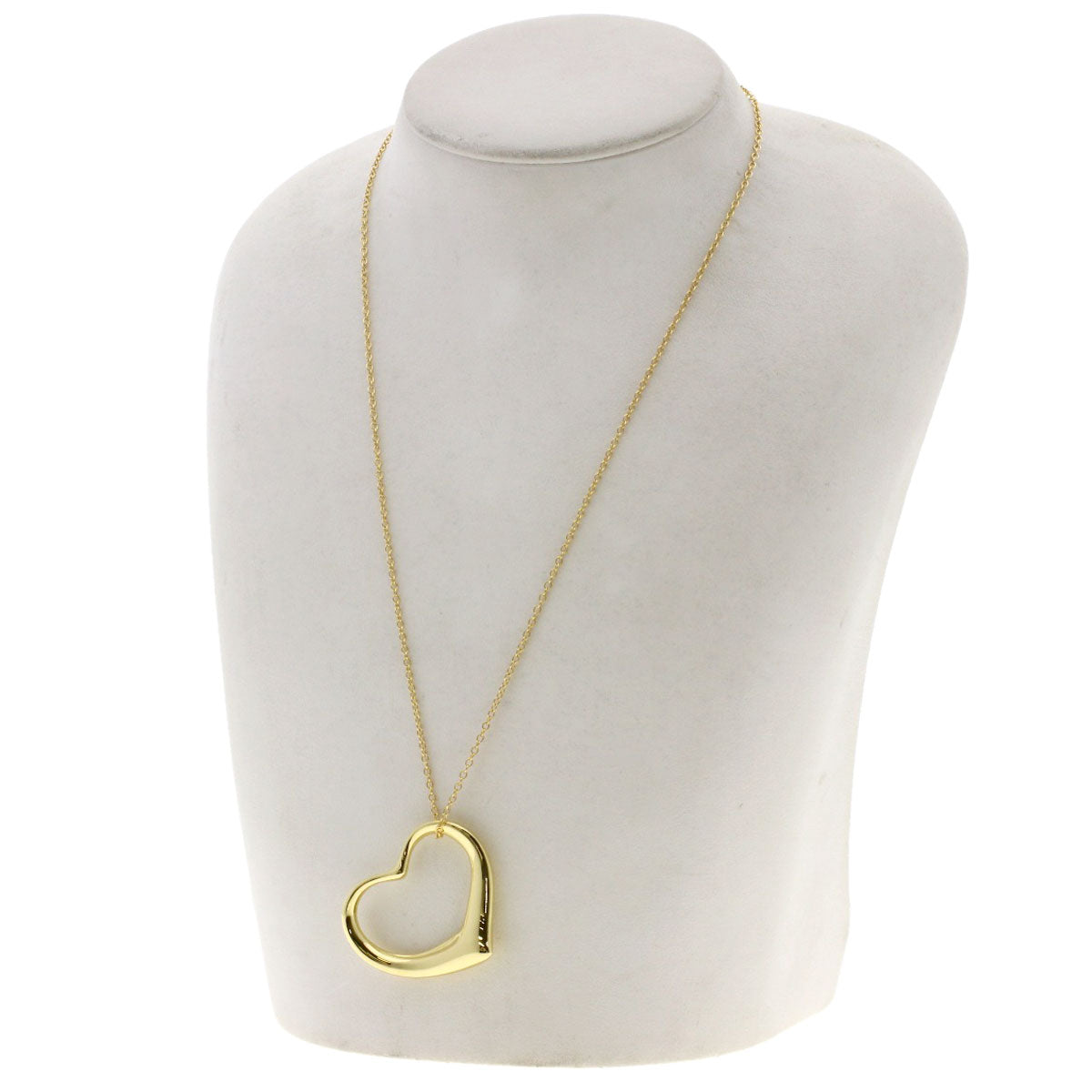 TIFFANY&Co. Open Heart Medium Long Necklace K18 Yellow Gold Ladies [Used]