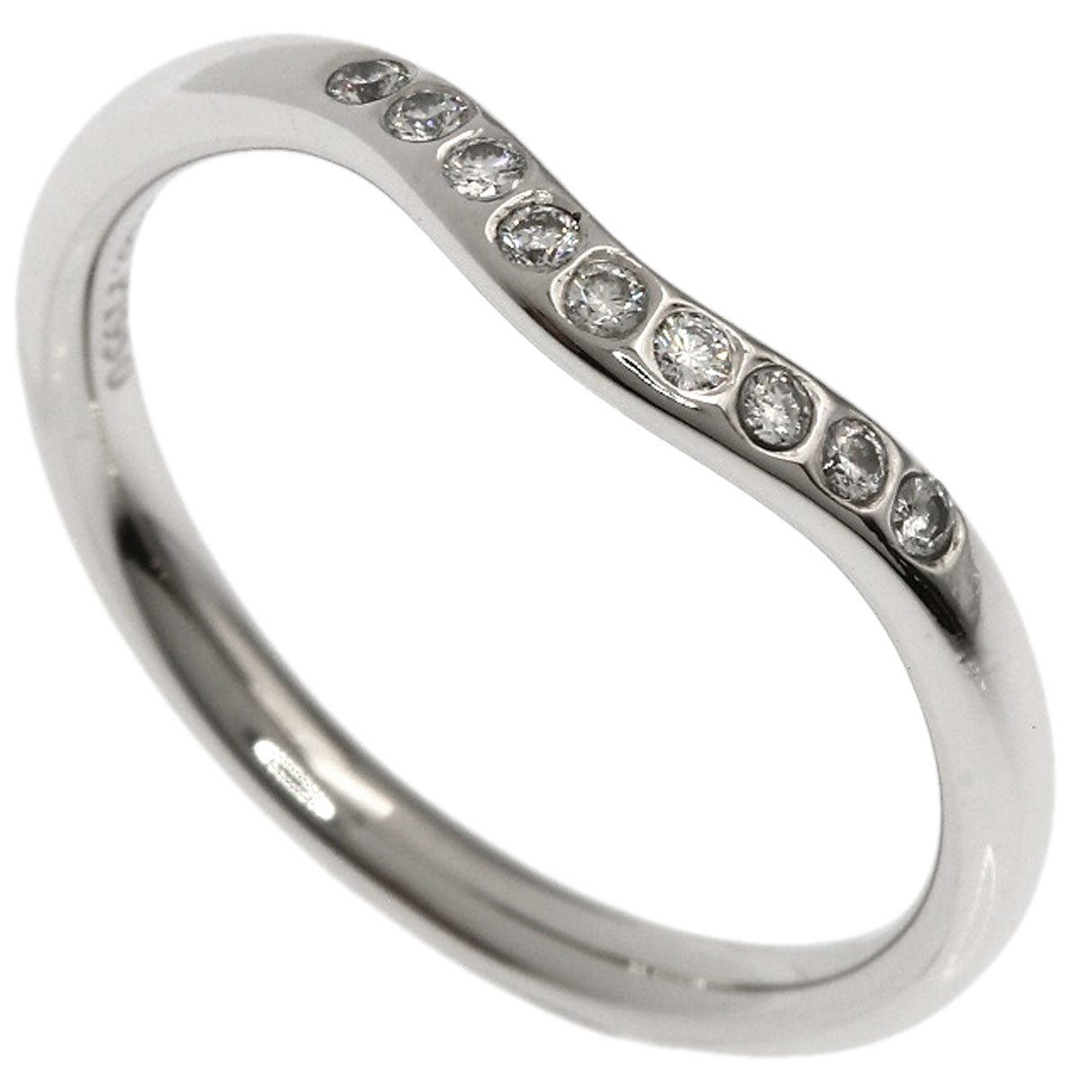 TIFFANY&Co. Curved band Diamond Ring Platinum PT950 Ladies [Used]