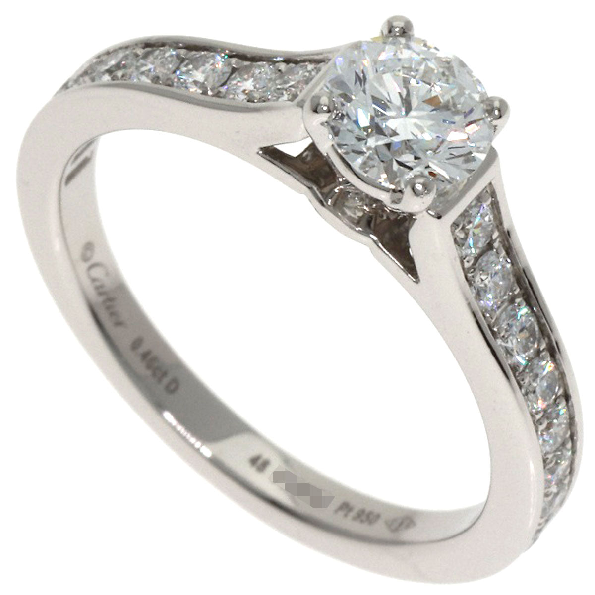 CARTIER Solitaire Diamond # 48 Ring Platinum PT950 Ladies [Used]